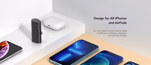 Powerbank Veger PlugOn (W0556P) PD QC3.0 3A 20W 5000 mAh with a built-in connector Lightning black