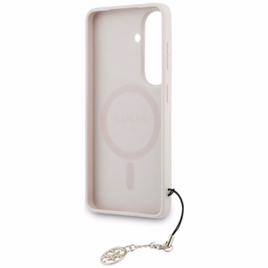 „Guess 4G Classic Logo Charm“ dėklas su „MagSafe“, skirtas „Samsung Galaxy S26“, rožinis