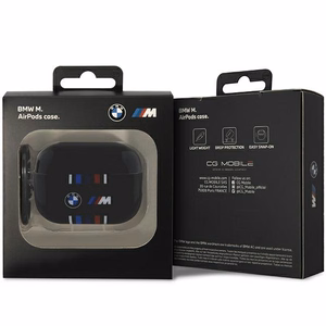 BMW BMAP222SWTK AirPods Pro 2 kartos dėklas juodas/juodas su daugiaspalvėmis linijomis
