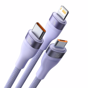 Baseus kabelis Flash Series II 3 in 1 - USB į Type C, Lightning, Micro USB - 100W 6A 1,2 metrai (CASS030005) violetinis