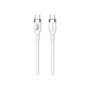 Hyper HyperJuice HJ4002WHGL – 2 m 240 W silicone USB-C to USB-C charging cable, white