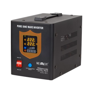 KEMOT PROsinus-800 rezervinis maitinimo šaltinis, grynos sinusoidės keitiklis su įkrovimo funkcija, 12 V/230 V, 800 VA/500 W, juodas