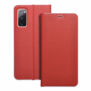 Flip чехол для Samsung S20 FE / S20 FE 5G Luna Book Carbon красный