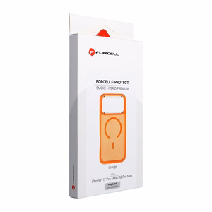 Dėklas, skirtas iPhone 18 Pro Max / 17 Pro Max: Forcell F-Protect Smoke Hybrid Premium, suderinamas su MagSafe, spalva – oranžinė