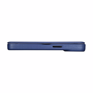 iCarer CE Premium odinis folio dėklas iPhone 14 Plus magnetinis atverčiamas odinis folio dėklas MagSafe mėlyna