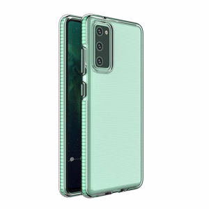 Spring Case прозрачный TPU гелевый защитный чехол с цветной рамкой для Samsung Galaxy A72 4G мятный