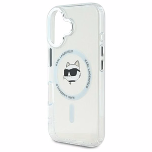 Karl Lagerfeld IML Metal Choupette Head magnetinis dėklas telefonui iPhone 16 Plus - baltas