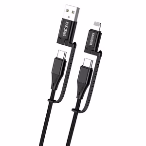 KAKU кабель KSC-654 Tuojie 4 в 1 - USB + Type C на Type C + Lightning - 1,2 метра чёрный