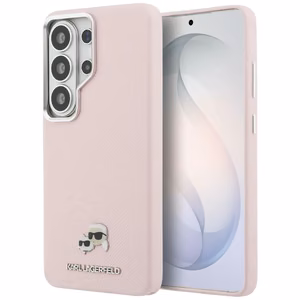 Karl Lagerfeld Saffiano KC Metal Logo MagSafe чехол Samsung Galaxy S26 Ultra - розовый