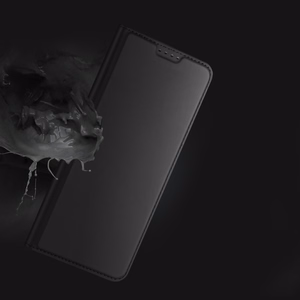 Dux Ducis Skin Pro dėklas telefonui Oppo Reno 8 su atverčiamu dangteliu, kortelių pinigine ir stovu, juodas