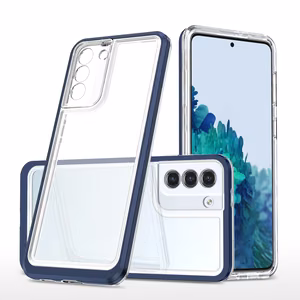 Skaidrus 3in1 dėklas Samsung Galaxy S21 + 5G (S21 Plus 5G) rėmelio gelinis dangtelis mėlynas