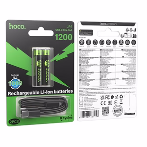 Аккумулятор R3 (AAA) 320 mAh с USB C + кабель USB A на 2 x USB C 2 шт Hoco JA4 черный