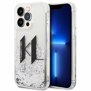 Karl Lagerfeld Liquid Glitter Big KL dėklas telefonui iPhone 14 Pro - sidabrinis