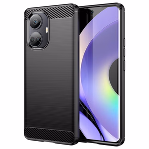Carbon Case dėklas Realme 10 Pro lankstus silikoninis anglies dangtelis juodas