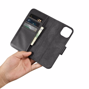 iCarer Piniginės dėklas 2in1 viršelis iPhone 14 Plus Anti-RFID odinis atverčiamas dėklas juodas (WMI14220727-BK)