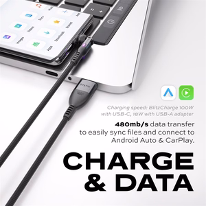 STATIK PowerPivot Pro нейлоновый плетеный кабель, USB-C – USB-C, 2 м, черный