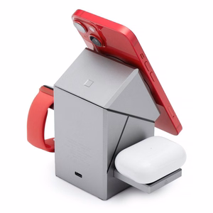 Belaidis įkroviklis Forcell F-Energy 3in1 Rotation Cube Qi2 suderinamas su MagSafe (F-06) sidabrinis