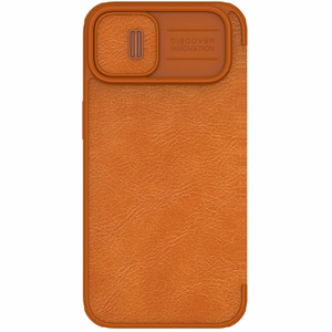 Nillkin Qin Leather Pro Case iPhone 14 Plus с защитой камеры флип-чехол коричневый