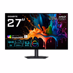 GIGABYTE MO27Q28G 27" OLED QHD žaidimų monitorius - 2560 x 1440, 280Hz, 0.03ms, 335 cd/m², Display HDR True Black 500, HDMI 2.1, Displayport 1.4