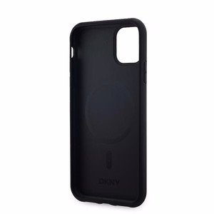 DKNY Odinis langeliais raštuotas magnetinis dėklas iPhone 11 / Xr - juodas