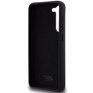 Karl Lagerfeld silikoninis Choupette metalinis smeigtukas dėklas telefonui Samsung Galaxy S23+ - juodas