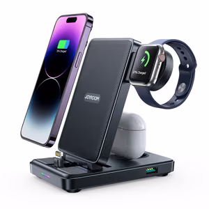 Joyroom JR-WQS02 зарядная станция Lightning 4 в 1 (телефон AirPods Watch USB) - чёрный