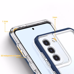 Skaidrus 3in1 dėklas Samsung Galaxy S21 + 5G (S21 Plus 5G) rėmelio gelinis dangtelis mėlynas