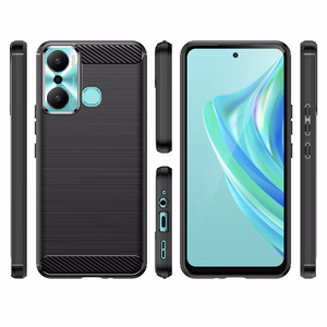Carbon Case чехол для Infinix Hot 20 Play гибкая силиконовая карбоновая крышка чёрный