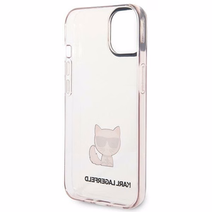 Karl Lagerfeld Permatomas Choupette Dėklas telefonui iPhone 14 Plus / 15 Plus 6.7" - rožinė