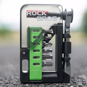Rockbros dviračio įrankių rinkinys su mini terkšle ir antgaliais - permatomas žalias