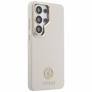 Guess Rhinestone Round Logo MagSafe Чехол для Samsung Galaxy S26 Ultra - бежевый
