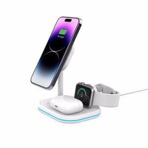 Tech-Protect QI15W-A27 3 в 1 индуктивное зарядное устройство с подставкой MagSafe для смартфона Apple Watch AirPods - белый