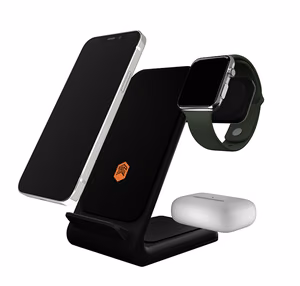 STM ChargeTree Swing 3-in-1 įkrovimo stotelė telefonui, AirPods ir Apple Watch, juoda