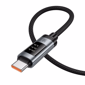 Кабель для передачи данных с цифровым дисплеем USB A to USB C Hoco PD 6A 100W 1,2 m U148 черный