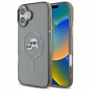 Karl Lagerfeld IML Metal Karl&Choupette Head MagSafe Case for iPhone 16 - Black
