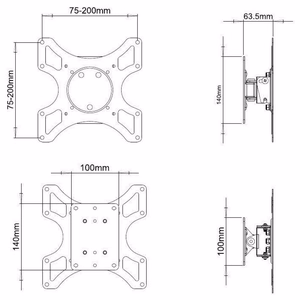 Techly 19–37" sieninis laikiklis LED LCD televizoriui, pakreipimas ir sukimasis, juodas, ICA-LCD 2900B