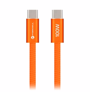 Кабель USB-C — USB-C Forcell F-Energy QC4.0 PD 5A 100W Cafule Flat 1,2 м CCFN23 оранжевый