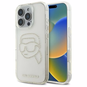 Karl Lagerfeld KLHCP16XHKHDCELT iPhone 16 Pro Max 6.9" permatomas kietas dėklas IML Rhinestones Karl galva