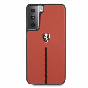 Dėklas telefonui Ferrari FEOSIHCS21MRE S21+ G996 raudonas/raudonas kietasis dėklas Off Track odinė nailoninė juostelė
