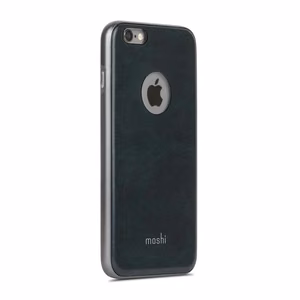 Moshi iGlaze Napa hibridinis dėklas veganiškos odos nugarėle, skirtas iPhone 6s Plus / 6 Plus, „Midnight Blue“ spalvos