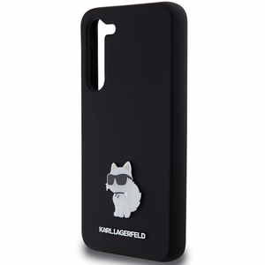 Karl Lagerfeld silikoninis Choupette metalinis smeigtukas dėklas telefonui Samsung Galaxy S23+ - juodas