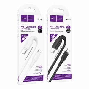 Кабель USB C to USB C Hoco 3A 60W 1 m X120 черный