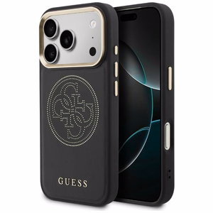 Guess Perforated 4G MagSafe dėklas for iPhone 17 Pro - juodas