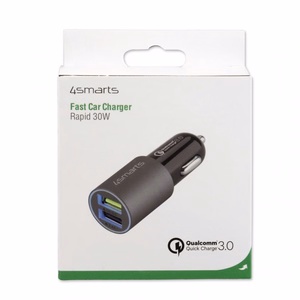 Automobilinis įkroviklis Rapid 30W su Quick Charge, matinis pilkas