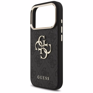 Чехол Guess PU Leather 4G Metal Logo Gold Frame для Apple iPhone 18 Pro, чёрный