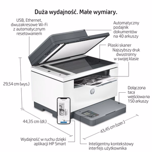 HP LaserJet MFP M234sdw spausdintuvas, nespalvotas, skirtas mažam biurui, spausdinimas, kopijavimas, skenavimas, dviejų dažnių Wi-Fi