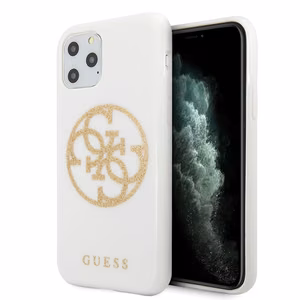 Чехол Guess GUHCN65TPUWHGLG Glitter 4G Circle Logo для iPhone 11 Pro Max, белый