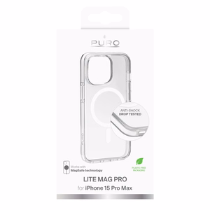 Puro Lite Mag Pro magnetinis silikoninis dėklas telefonui iPhone 15 Pro Max - permatomas