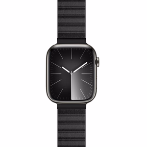 Магнитный ремешок Crong Eclipse из экокожи для Apple Watch 44 / 45 / 46 / 49 мм, чёрный