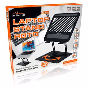 Reguliuojamas, besisukantis, ergonomiškas nešiojamojo kompiuterio stovas 10–17″ LAPTOP STAND ROTO MT2662